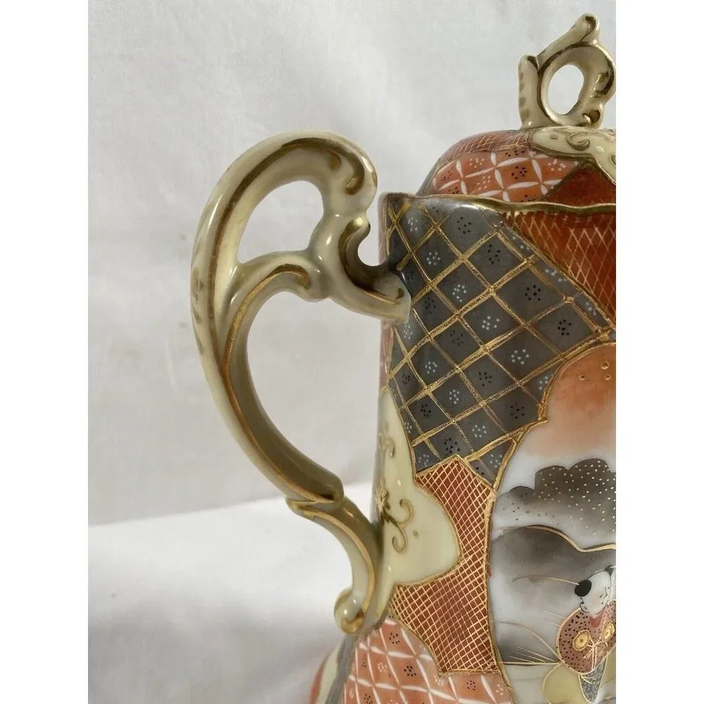 Vintage Japanese Kutani Hand Painted Chocolate Pot Japanese Geisha Tea Pot #623